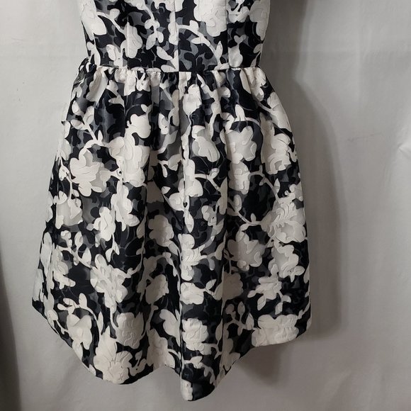 Kate Spade Jacquard Party Dress 4 Floral Keyhole POCKETS Fit Flare Black Pink - Picture 8 of 14